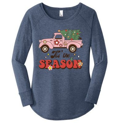 Tis The Season Groovy Vibes Truck Family Christmas Tree Xmas Cool Gift Women's Perfect Tri Tunic Long Sleeve Shirt