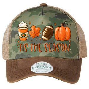 Tis The Season Pumpkin Leaf Latte Fall Thanksgiving Football Legacy Tie Dye Trucker Hat