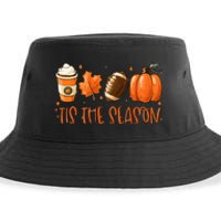 Tis The Season Pumpkin Leaf Latte Fall Thanksgiving Football Sustainable Bucket Hat