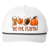 Tis The Season Pumpkin Leaf Latte Fall Thanksgiving Football Snapback Five-Panel Rope Hat