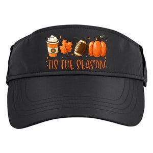 Tis The Season Pumpkin Leaf Latte Fall Thanksgiving Football Adult Drive Performance Visor