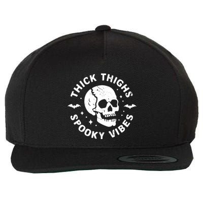 Thick Thighs Spooky Vibes Skull Funny Halloween Wool Snapback Cap