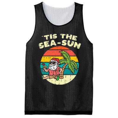 Tis The Sea Sun Santa Beach Summer Christmas In July Summer Mesh Reversible Basketball Jersey Tank