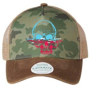 Two Tone Skull With Distortion Legacy Tie Dye Trucker Hat