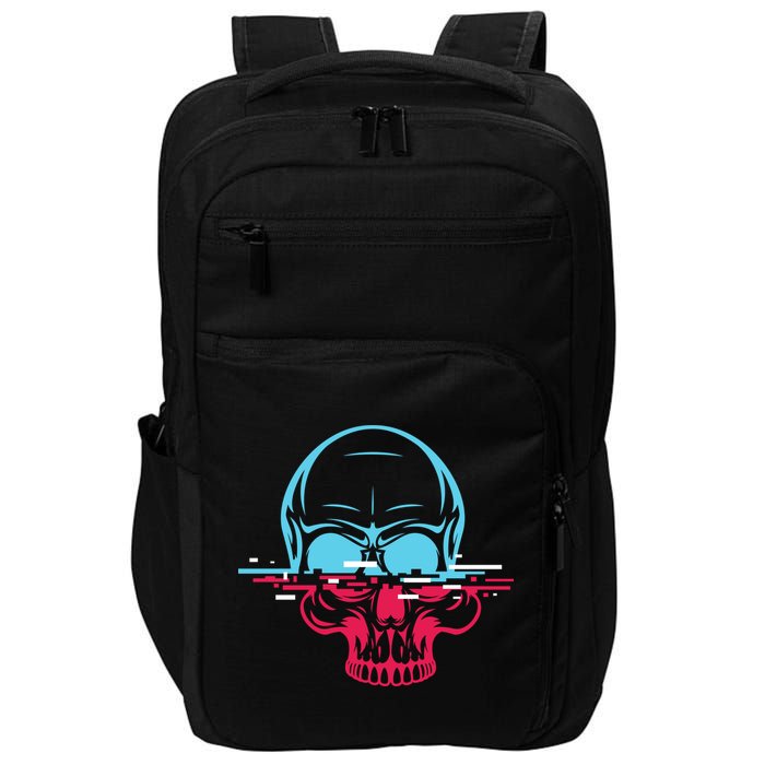 Two Tone Skull With Distortion Impact Tech Backpack