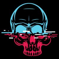 Two Tone Skull With Distortion Impact Tech Backpack