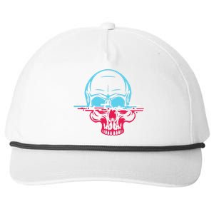 Two Tone Skull With Distortion Snapback Five-Panel Rope Hat