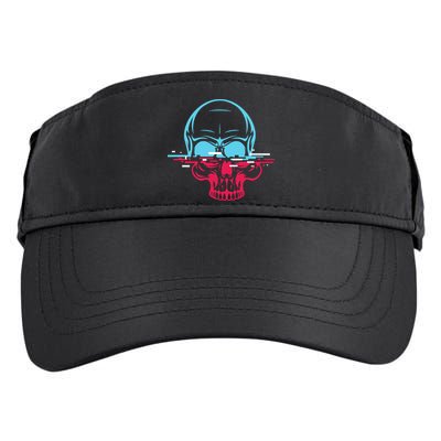 Two Tone Skull With Distortion Adult Drive Performance Visor