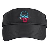 Two Tone Skull With Distortion Adult Drive Performance Visor