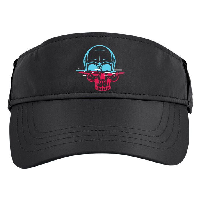 Two Tone Skull With Distortion Adult Drive Performance Visor