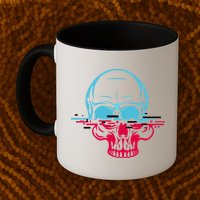 Two Tone Skull With Distortion Mug