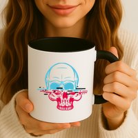 Two Tone Skull With Distortion Mug