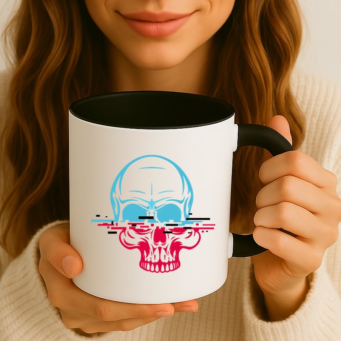 Two Tone Skull With Distortion Mug