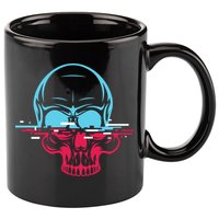 Two Tone Skull With Distortion 11oz C Handle Ceramic Mug