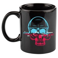 Two Tone Skull With Distortion 11oz C Handle Ceramic Mug