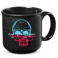 Two Tone Skull With Distortion 15oz Campfire Ceramic Mug