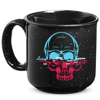 Two Tone Skull With Distortion 15oz Campfire Ceramic Mug
