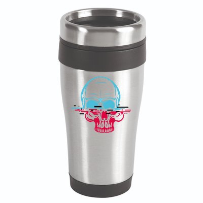 Two Tone Skull With Distortion 16oz Travel Tumbler