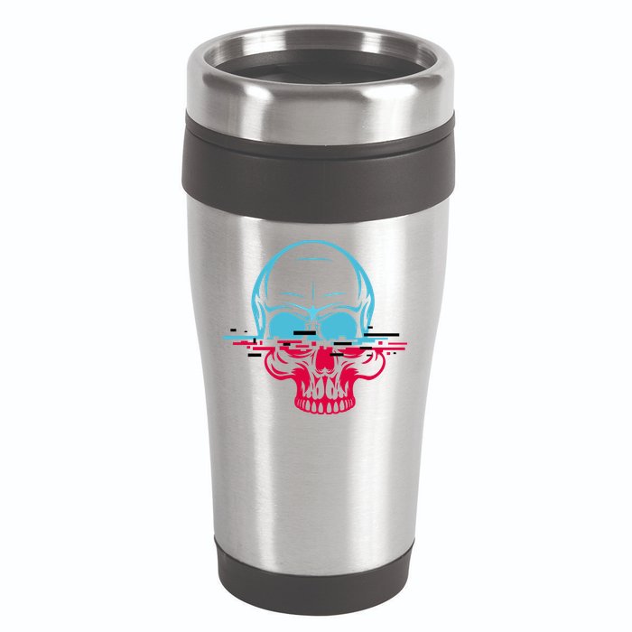 Two Tone Skull With Distortion 16oz Travel Tumbler