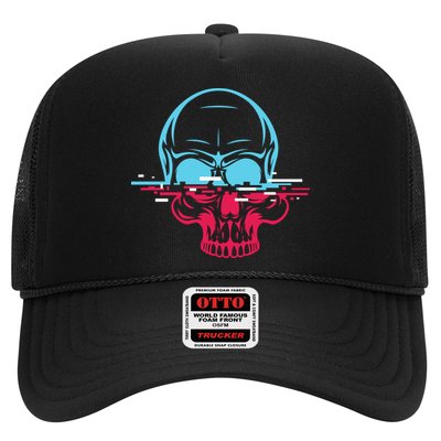 Two Tone Skull With Distortion Trucker Hat
