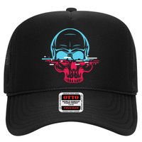 Two Tone Skull With Distortion Trucker Hat
