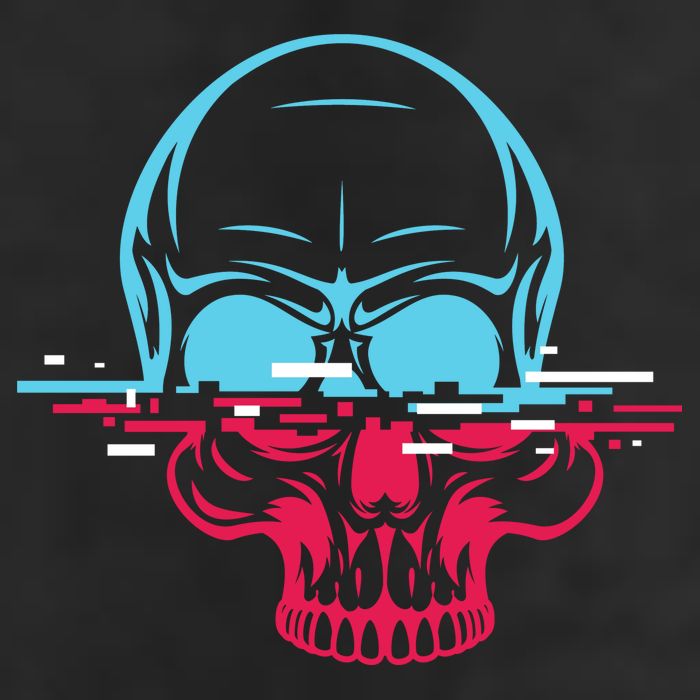 Two Tone Skull With Distortion Microfiber Hand Towel