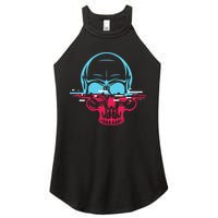 Two Tone Skull With Distortion Women's Perfect Tri Rocker Tank