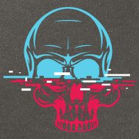 Two Tone Skull With Distortion Cotton Canvas Backpack