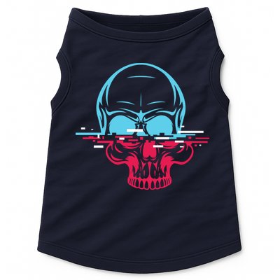 Two Tone Skull With Distortion Doggie Tank