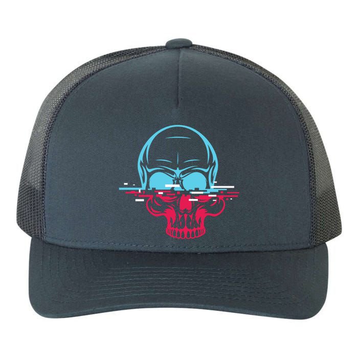 Two Tone Skull With Distortion Yupoong Adult 5-Panel Trucker Hat