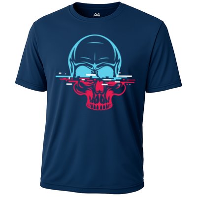 Two Tone Skull With Distortion Performance Shirt