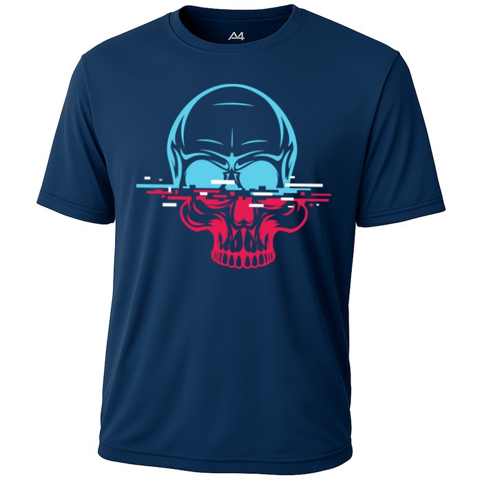 Two Tone Skull With Distortion Performance Shirt