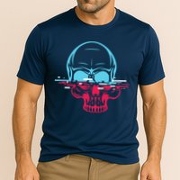 Two Tone Skull With Distortion Performance Shirt