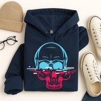 Two Tone Skull With Distortion Hoodie