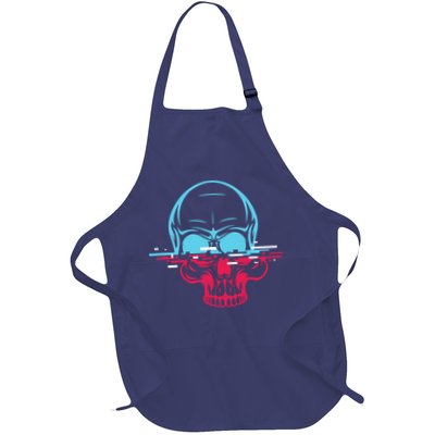 Two Tone Skull With Distortion Full-Length Apron With Pockets