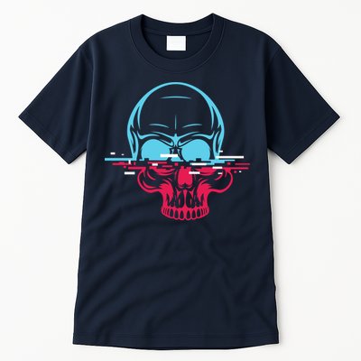 Two Tone Skull With Distortion Tall T-Shirt