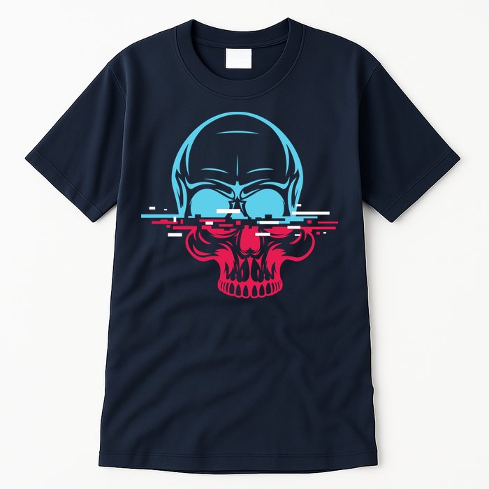 Two Tone Skull With Distortion Tall T-Shirt