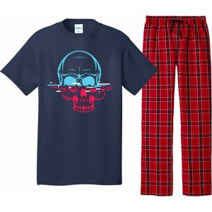 Two Tone Skull With Distortion Pajama Set