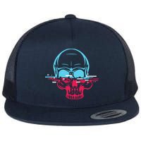 Two Tone Skull With Distortion Flatbill Hat