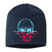 Two Tone Skull With Distortion Sustainable Beanie