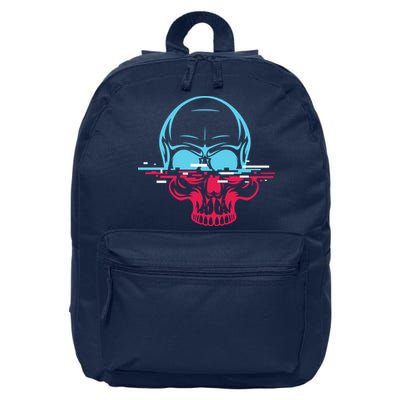 Two Tone Skull With Distortion 16 in Basic Backpack