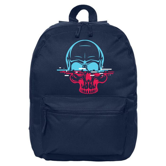 Two Tone Skull With Distortion 16 in Basic Backpack