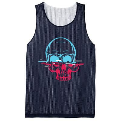 Two Tone Skull With Distortion Mesh Reversible Basketball Jersey Tank