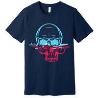 Two Tone Skull With Distortion Premium T-Shirt