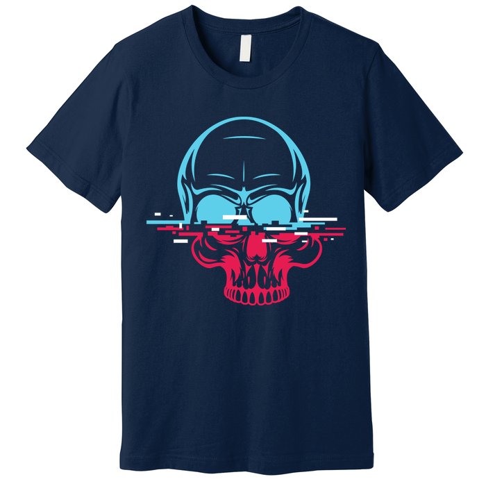 Two Tone Skull With Distortion Premium T-Shirt