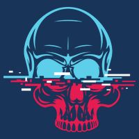 Two Tone Skull With Distortion Premium T-Shirt