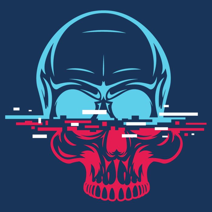 Two Tone Skull With Distortion Premium T-Shirt