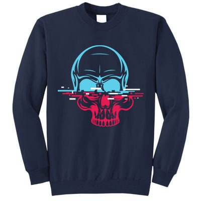 Two Tone Skull With Distortion Tall Sweatshirt