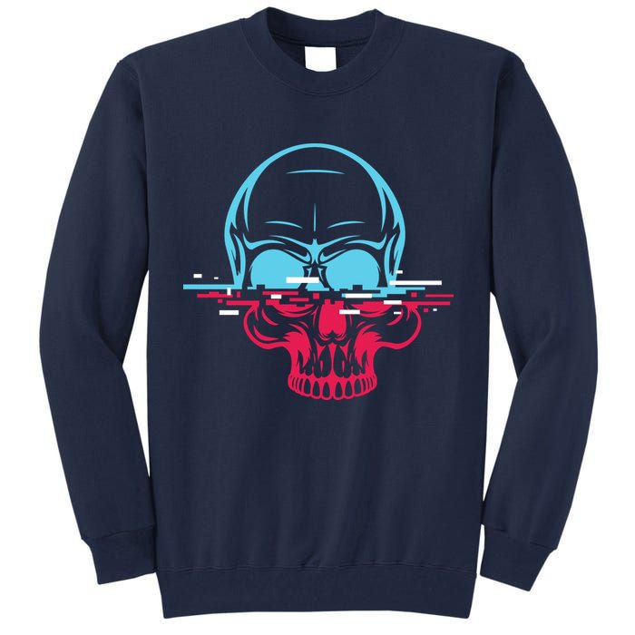 Two Tone Skull With Distortion Tall Sweatshirt