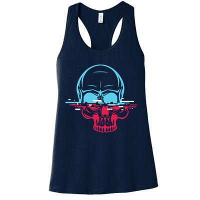 Two Tone Skull With Distortion Womens Tank Top